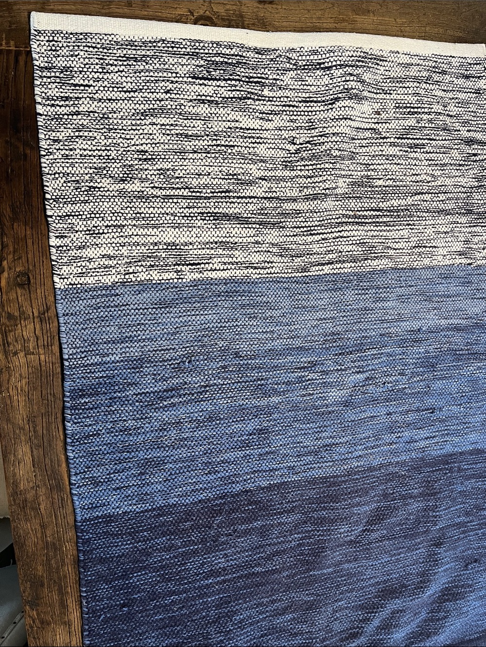 Handwoven Blue Gradient Cotton Rug - Picture 3 of 11
